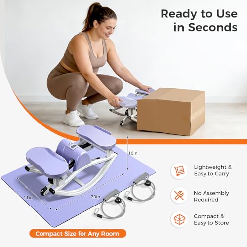 Image of Rock Stepper Side to Side, Rocking Stepper with Lateral Motion, Compact Side Stepper for Home & Apartment, Low Impact Workout Machine with Resistance Bands & Non-Slip Mat (Purple)