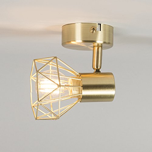 Qazqa Moderno Set 3 focos art deco giratorio oro - MOSH 1 Acero Redonda Adecuado para LED Max. 3 x 40 Watt