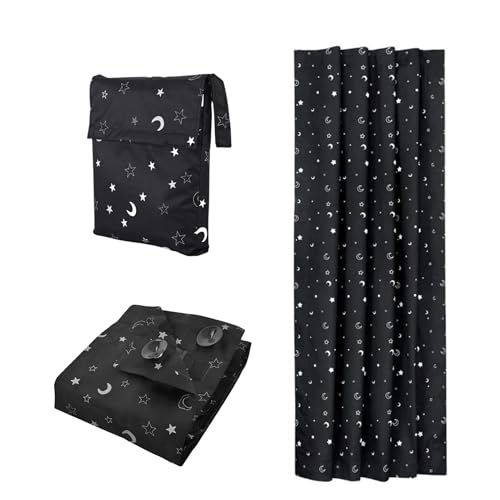 Portable Blackout Blinds with Suction Cups, Adjustable & Resizable Temporary Blackout Curtains, 100% Light Blocking Stick-On Blinds for Windows, Bedrooms, Nurseries, Travel, RVs, 130x200cm