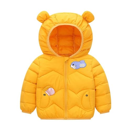 Boys Girls Fleece Lined Padded Overcoat Toddler Kids Cute Bear Ear Hoodies Windbreaker Windproof (Yellow, 12-18 Months)