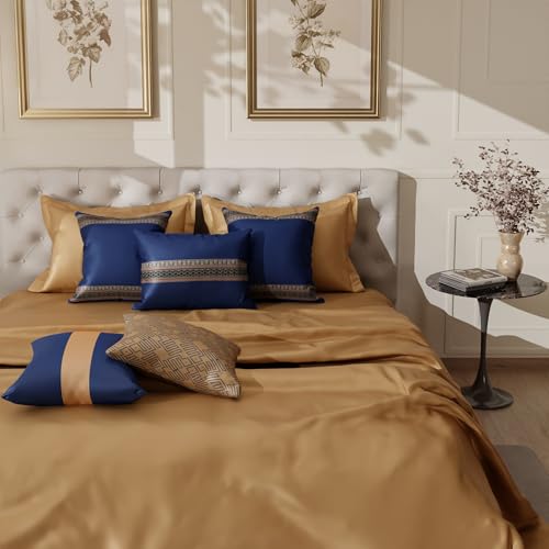 Image of Stoa Paris Cushion Covers for Home, Digital Printed Pillow Covers Set of 5, Throw Cushion Covers for Bed, Sofa, Home Decor - Mystique Blue, Eternal Glow