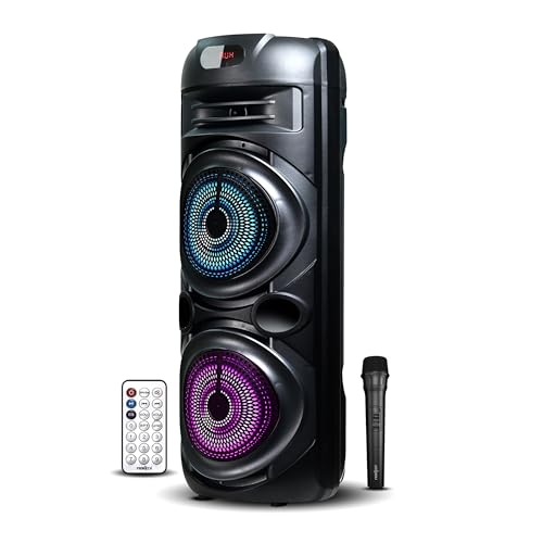 Image of FRONTECH Vega TWS Wireless Bluetooth 60W 5.0 Trolley Speaker with Disco Party Lights, Wireless Mic, Up to 4 Hours Playtime, 1.0 Channel (Black, SW-0208)