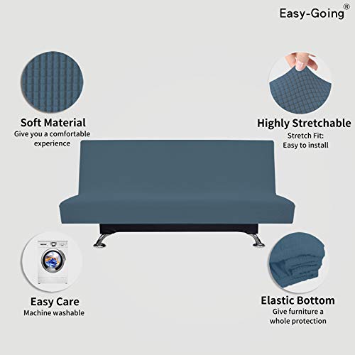 Image of Easy-Going Stretch Large Futon Slipcover Armless Futon Cover Bluestone