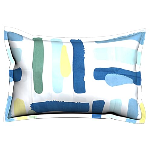 Image of Wakewell Pillow Cover Set of 2 | Standard Size | Soft & Breathable | Machine Washable | Bedroom & Living Room (Blue Abstract)