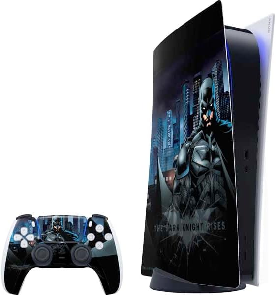 Skinit Decal Gaming Skin Compatible with PS5 Bundle - Officially Licensed DC Comics Batman Dark Knight Rises Poster Design