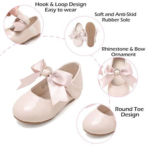 Image of PHIRAMIN Toddler Flower Girl Dress Shoes - Little Girl Mary Janes Flats Wedding