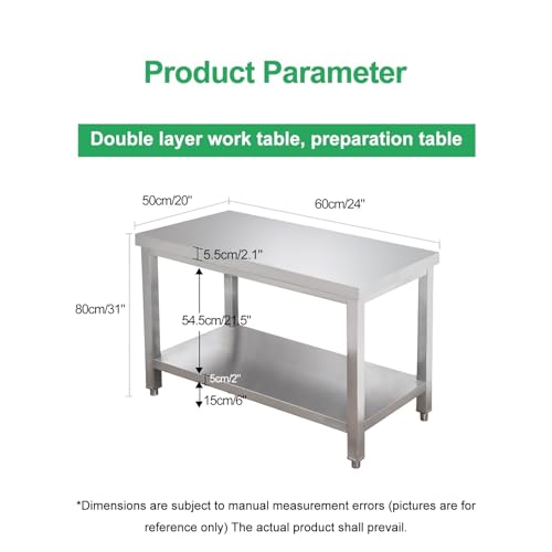 Mesa de acero inoxidable resistente con almacenamiento multicapa 3