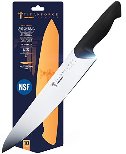 TITAN FORGE - Chef Knife 10" - Pro Series Knives - 7CR17MOV High-Carbon steel - Full Tang - NSF Certified