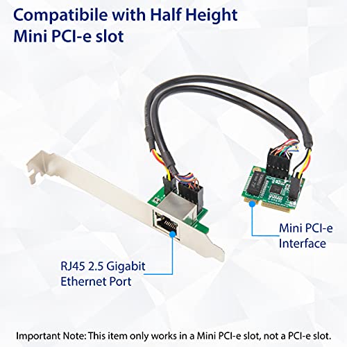 Image of IO CREST 2.5 Gigabit Ethernet Mini PCI-E Network Controller Card 10 /100 /1000 /25000 Mbps RJ45 LAN Adapter Converter for Desktop PC,SI-MPE24073