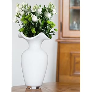 Barski glass vase white glass vase flair top 975 height vase for flower rose tulip made in europe  urban country home decor