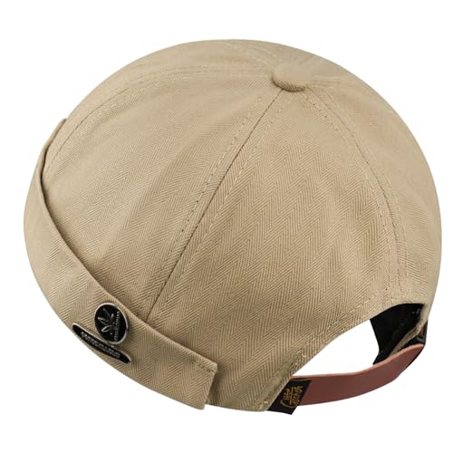 Image of CLAPE Beanie Docker Cap Mens Brimless Hats Sailor Fisherman No Visor Cap Rolled Cuff Harbour Hat Casual Skull Caps