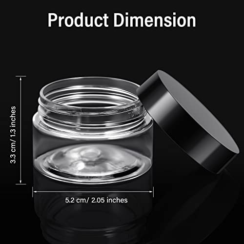 Image of Patelai 4 Pcs Plastic Jars Wide Mouth with Lids,1 Ounce,Black | Travel Size for Creams Oils, Clear Round Storage Cosmetics Containers, Leak Proof Screw on Lids for Makeup Beauty DIY