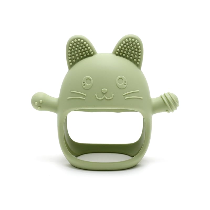 Misspee Rabbit Silicone Hand Guard Teether for Babies, Wearable, Drop-Resistant, BPA-Free