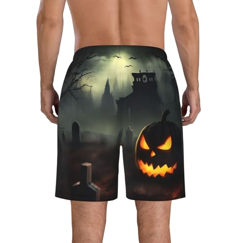 Halloween Horror Men's Swim Trunks Quick Dry Board Shorts with Pockets Casual Drawstring Beach Shorts3