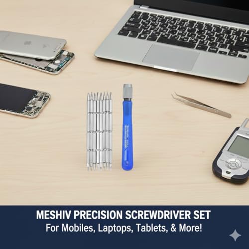 Image of Screwdriver Tool Kit with 8 Bits interchangable Dual Side for Opening and Repairing Mobiles, PDA, Laptop with Openers and Tweezer (8 IN 1 Screwdriver Set)