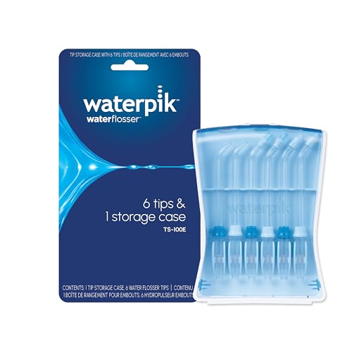 Waterpik Boquillas de Recambio Sin sabor para Irrigador Bucal en Estuche Higiénico, Chorro Clásico, Ortodoncia y Boquilla Seeker para Placa Inaccesible, Pack de 6 (TS-100E)
