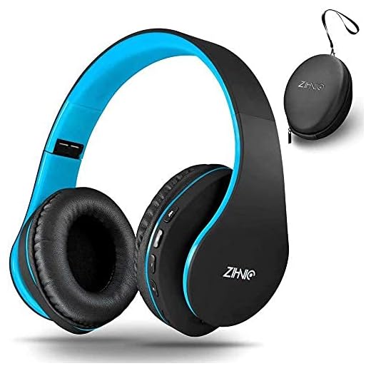 Fone de Ouvido com Bluetooth e Fio Integrado para Celular, TV, PC, Zihnic (Preto/Azul)