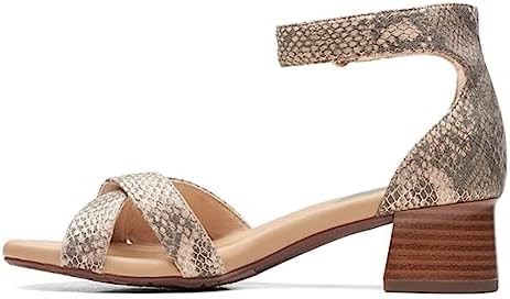 Clarks Women's Desirae Lily Heeled Sandal, Beige Metallic Synthetic, 9 Wide | Image 4