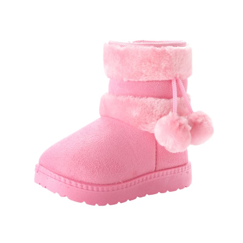Girl's Solid Snow Boots, Warm Fleece Cozy Non-slip Boots Plush Comfy Outdoor Hiking Shoes Lined Trekking Shoes, Winter