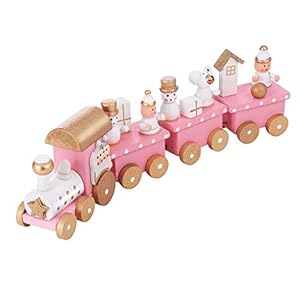 NUOBESTY Christmas Wooden Train Rail Winter Wonderland Train Mini Train Decor Set for Christmas Party Under Christmas…