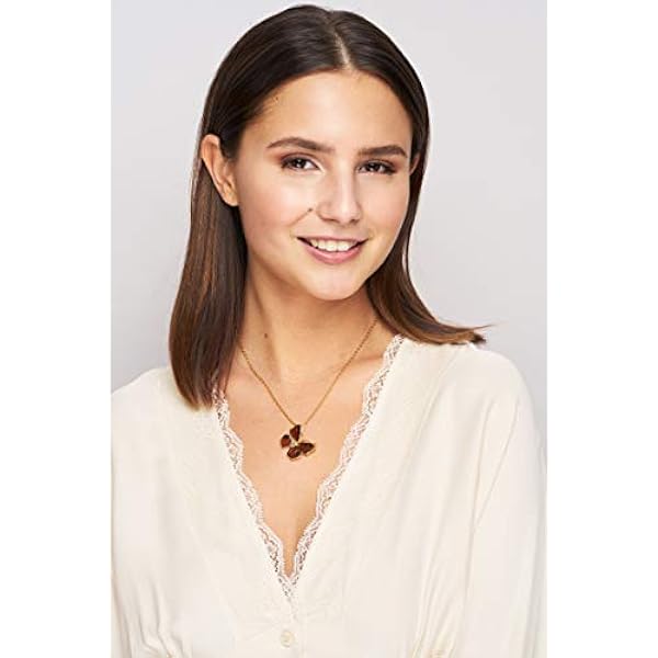 ANDANTE Premium Collection – Colgante de ámbar del mar Báltico auténtico en plata de ley 925 de 14 quilates * mariposa * * * Dos modos de uso – Certificado – Oro del mar – Color coñac
