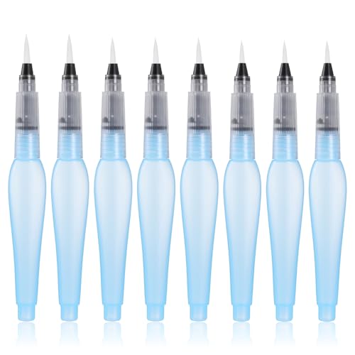 BOHUIZ 8 pinceles de agua, recargables, pincel para depósito de agua, pincel vacío, con depósito de agua rellenable, para pintura artística de acuarela