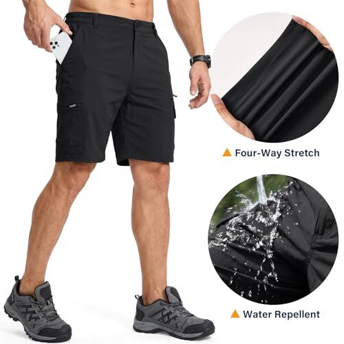 Image of Jessie Kidden Mens Cargo Shorts Expandable Waist Quick Dry Hiking Shorts
