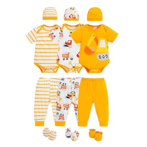 Image of YWFSHOP Newborn Baby Boys Clothes Outfits Funny Pattern Romper Pants Set Infant Unisex Baby Clothing 12Pcs