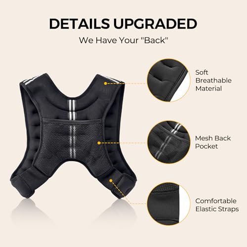 Image of PACEARTH Weighted Vest,6lb /8lb /10lb /12lb /16lb /20lb /25lb /30lb Weight Vest with Reflective Stripe, Body Weight Vests for Women, Men, Weight Loss Workout, Strength Training, Running, Walking, Jogging