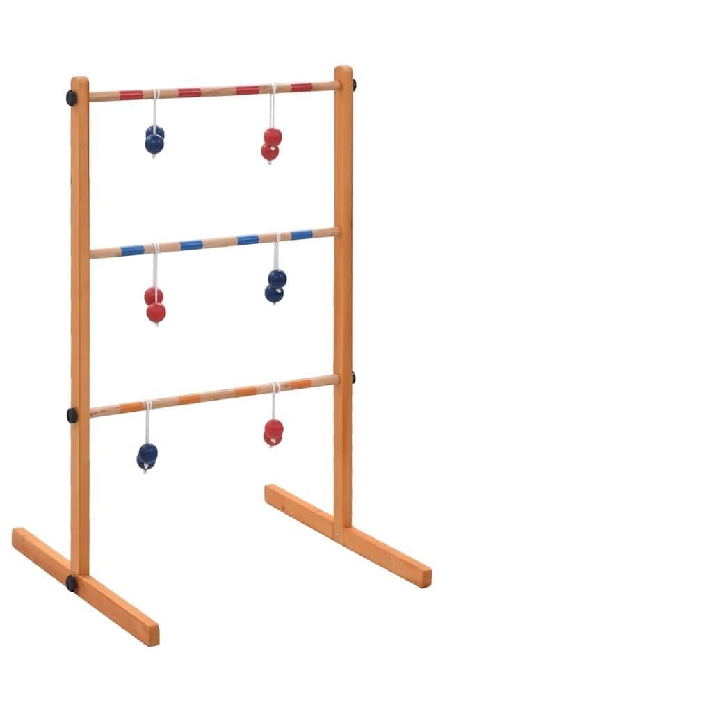 Drewniany golf drabinkowy z litego drewna sosnowego, 62 x 60 x 100 cm, 6 par piłek, torba do przenoszenia, gra ogrodowa do ogrodu, na kemping, piknik, plażę, do parku, na podwórko, dla