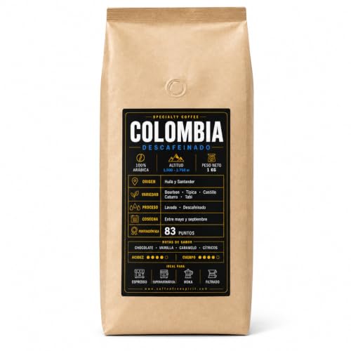 Café de especialidad en grano descafeinado origen Colombia | Tueste artesanal | 100% Arábica | SCA 83 puntos | Free Spirit