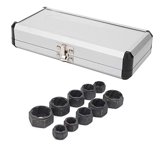 Yunseity Extracteur d'écrou, 10 décapants de boulons et d'écrous Outils de matériel de Dents de Coupe en Spirale s'adaptent aux têtes de 9, 10, 11, 12, 13, 14, 15, 16, 17 et 19 MM Cover
