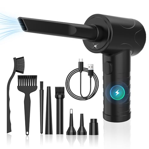 Portable Air Blower, Compressed Air Duster 3 Gear 51000RPM 6000mAh Rechargeable Cordless Electric Air Duster with LED Light & Air Pump for Computer Laptop PC Keyboard PS5 -Replace Compressed Air Can