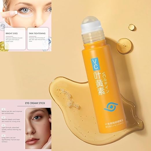 Image of GLOWISH VC Under-Eye Serum Roll-On Vitamin C + Plant Extracts | Cooling Stainless-Steel Roller for Dark Circles, Puffiness & Fine Lines | Fast-Absorbing, Non-Sticky Eye Gel (15Ml)
