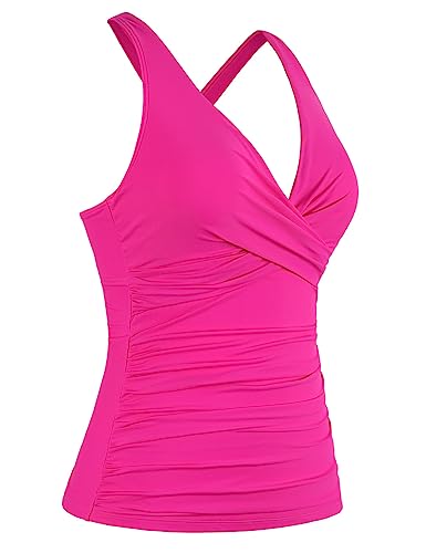 Cindy's aunt Women's Underwire Tankini Tops Ruched Crossback Swim Tops Tummy Control Bathing Suit Top No Bottom4