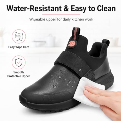 Image of Women's Non Slip Work Shoes Slip Resistant Waterproof Chef Shoe for Women Working in Kitchen Restaurant Food Service Slip-On Design Walking Sneakers Zapatos Trabajo