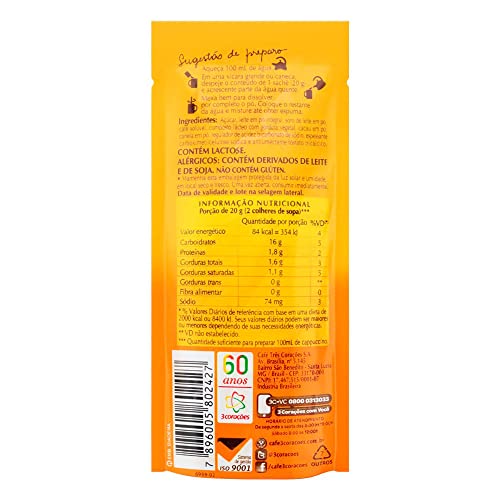 3 Corações Cappuccino Canela Sachê 20G