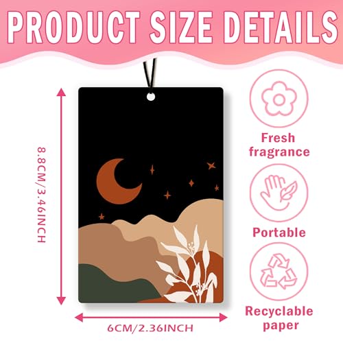 Image of Boho Abstract Car Air Freshener 4Pcs, Mid Century Modern Abstract Air Freshener for Car Interior Closet Drawer Books, Boho Minimalist Sunshine Sun and Moon Car Mirror Decor Hanging
