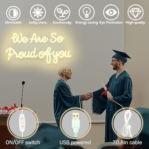 Image of We Are So Proud Of You Neon Sign Dimmable 2026 Graduation Decorations Led Wall Decor Graduation Party Light Up Sign Going Away Party Neon Lights Welcome Home Led Sign