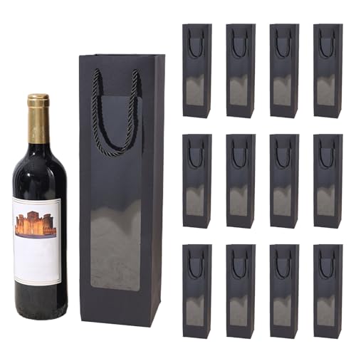 Sac cadeau de vin en kraft transparent de qualité supérieure avec poignée - Organisateur de vin...