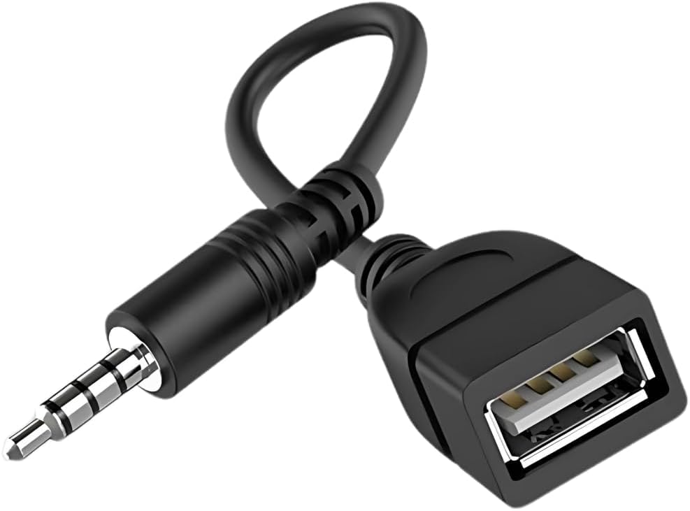 USB to 3.5mm Jack Adapter-AUX to USB Adapter-3.5mm Male AUX Audio Plug Jack To USB 2.0 Female Converter Adapter Cable Cord for Car Truck Vehicle Aux Port (Car Need Decoding Function)