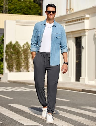 COOFANDY Men's Waffle Jogger Lightweight Drawstring Casual Pants Slim Fit Jogger Sweatpants with Pockets4
