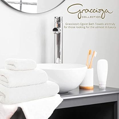 Graccioza Egoist Handtücher Badetuch (71.1x139.7 cm, weiß), 100% ägyptische Gizeh-Baumwolle, 800 g/m² – eleganter Körper und Gesicht, luxuriöse Badetücher – weiche Badetücher, hergestellt in Portugal – Bild 6