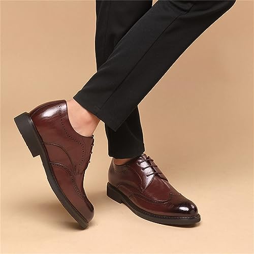Invisible Height Increasing Leather Brogue, Leather Elevator Shoes Lace-Up Oxford Dress Shoes Height-Enhancing Wedding Fashion Shoes4