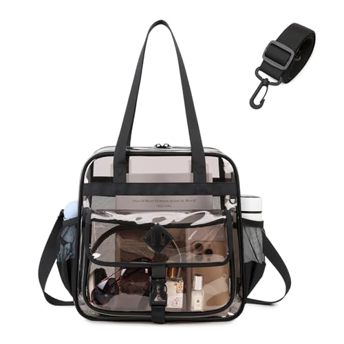 MOONBABY Clear Bag for Stadium Events, Clear Transparent Tote Bag with Detachable Strap for Sports, Concert, Work,Travel