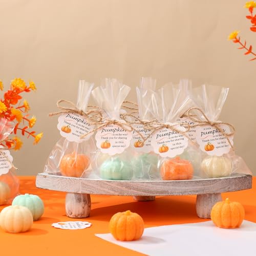 demissle 40 fall pumpkin baby shower favors thanksgiving bridal shower soap favors mini pumpkin soap thanks card gift bag with string for guest wedding autumn party decor gifts colorful