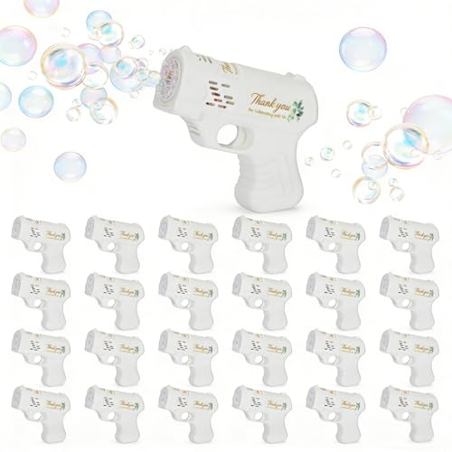 White Bubble Guns for Wedding, 24 Pack Wedding Bubble Gun Machine Party Set, Automatic Bubble Guns with Bubble Concentrate, Suitable for All Types of Parties and Events (Without Battery)
