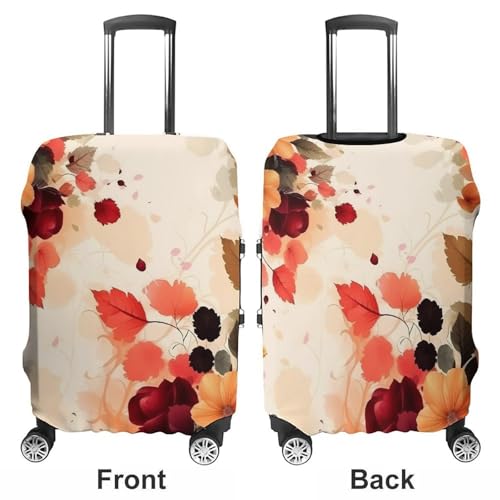 Autumn Beautiful Floral Elastic Luggage Cover Suitcase Protector for 19-32 Inch Suitcases | Universal Stretchable Travel Bag Cover | Anti-Scratch, Washable with Zipper Closure L3