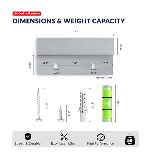 Image of French Cleat Hanger Kit 4 inch 2 Pairs 50 lb Z Hanging Heavy Picture Mirror Frame Wall Mounting Bracket Aluminum Hardware Duty Hooks Drywall Clips Large Canvas Painting Headboard Whiteboard