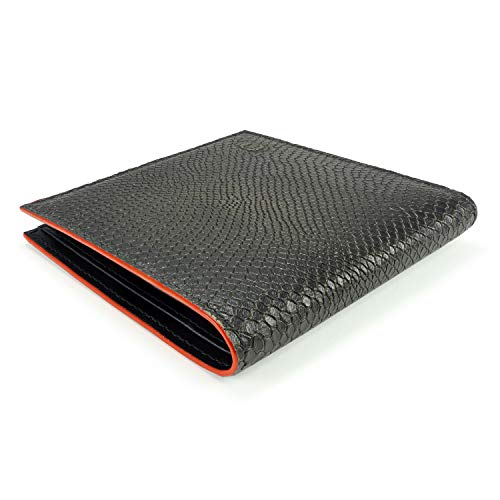 ColdFire Snake Eye Slim Wallet - 8 Card Slots - RFID Blocking - Mens wallet Leather Bifold - Multi Compartment Design - Snakeskin Pattern (Red Edges)3